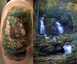 Fuckyeahtattoos:  This Is My Third Tattoo. It Is Of The Waterfall On The Farm I Grew