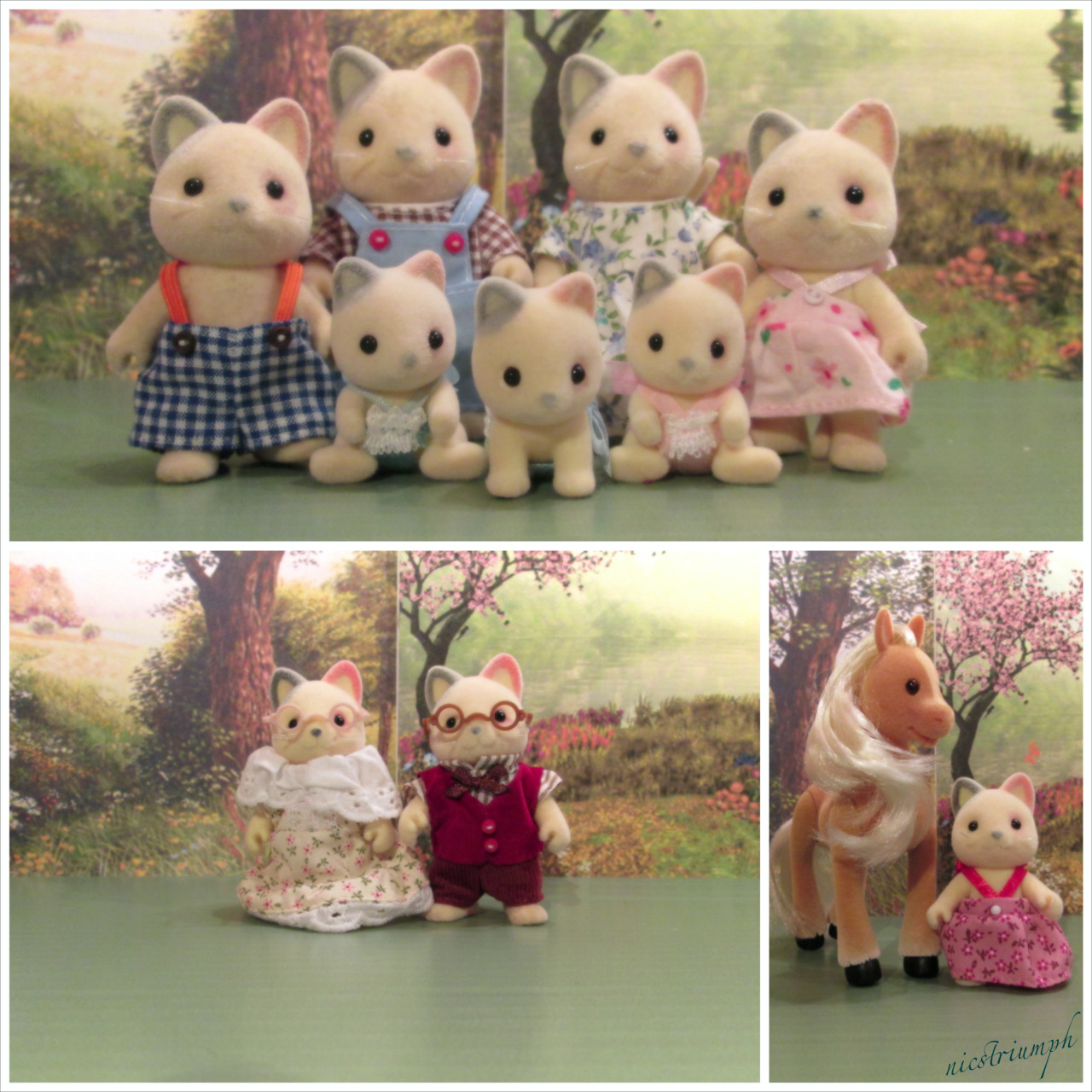 Sylvanian Striped Cat Mother and Kitchen Set RARE Forest Families Epoch  Flair Vintage Sylvanian Calico Critters 