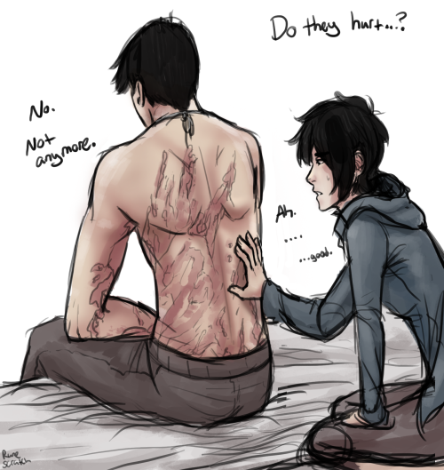 runescratch:  More for the armordashi AU.  Hiro is practically inseparable from Tadashi after they finally get him home from the hospital, often times just lazing around on him in his wheelchair and letting Tadashi roll them both around, sleeping where