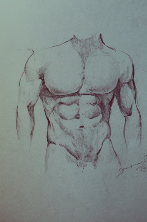 swapnil1690:  Man’s Torso. Pencil on Paper. 2008