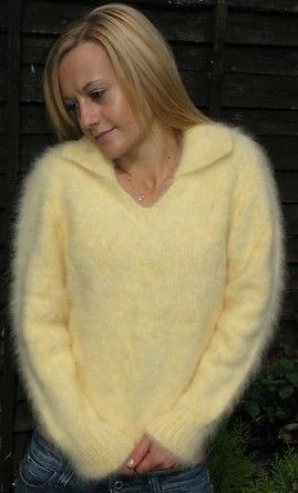 Soft wool fetishist — Beautiful yellow Angora sweaters one polo neck,