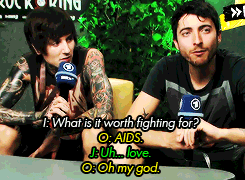 inkiero:  Oli Sykes &amp; Jordan Fish from BMTH on random questions. 