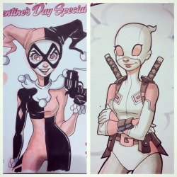 chrissiezullo:Forgot to post yesterday, so here’s two commissions for you guys! Drawn here at C2E2 .