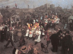 Hans Baluschek (Breslau 1870 - Berlin 1935); Sommerfest in der Laubenkolonie, 1909; oil on linen, 191 x 253 cm; Märkisches Museum, Berlin