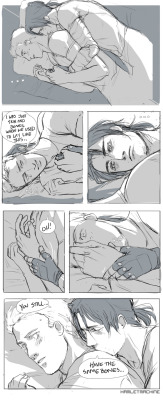 A cleaned up post-WS Bucky/Steve sketches