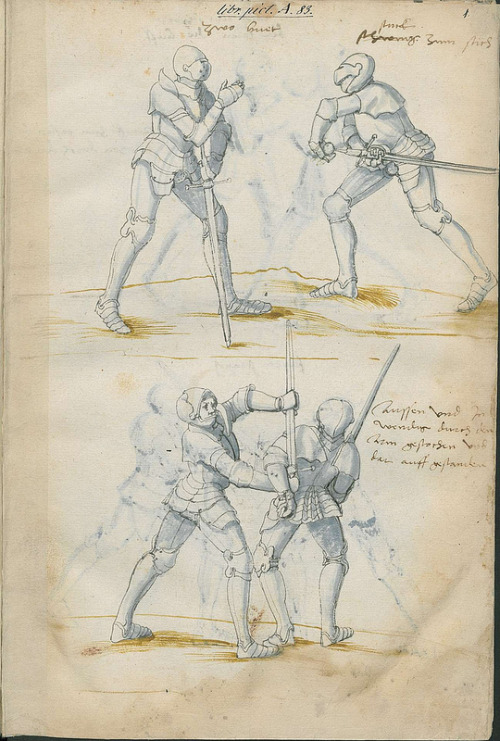 art-of-swords:Sword Fighting ManualDated: circa 1500Pages from a book from the State Library of Berl