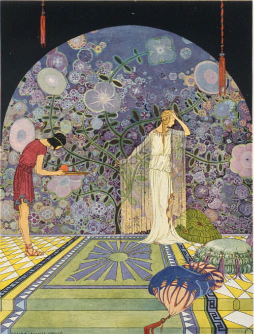 saveflowers1:Art by Virginia Sterrett from TANGLEWOOD TALES - “Prosperpina in Pluto’s palace.”