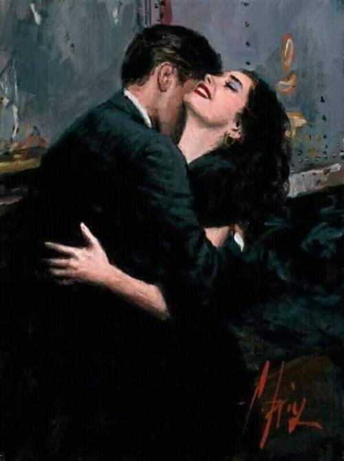 sixpenceee:The difference between “Hello” and “Goodbye”. Painting by  Fabian Perez.