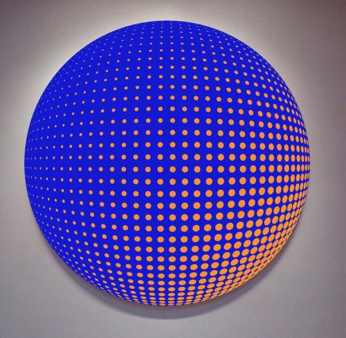 Blue Orange Orb #JohnZoller Acrylic on Canvas 48-inch Diameter 2022 #painting #paintings #arte #mode