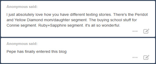 Anon answers under the cut! If you’ve asked me a question on anon recently or are interested in seeing what other people have asked, you’ve come to the right post.Ah, you’re asking about this. Well, basically, I’m busy with school. I’ve got