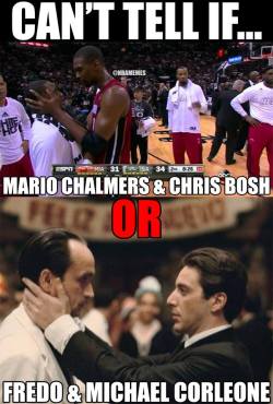 thenbamemes:  Mario Chalmers &amp; Chris Bosh vs. Fredo &amp; Michael Corleone!  #NBAFinals #TheGodfather