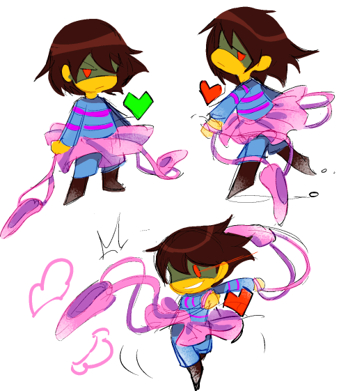Just quick doodles I drew of Frisk while listening to Battle Against A True Hero, and Megalovania,I 