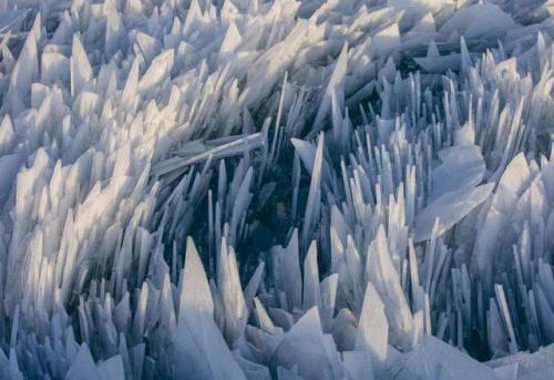 delphes:American Photographer, Joel Bissel, took stunning pictures of the frozen Michigan Lake in Chicago, covered by ice scales (x)