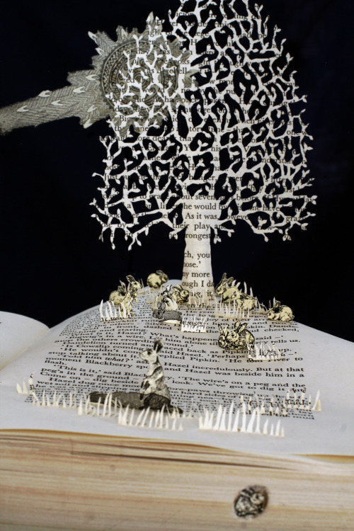 daysfalllikeleaves: Watership Down.A book sculpture by Justin Rowewww.daysfalllikeleaves.com