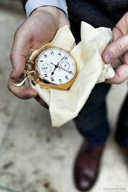 watchanish:  Olympic re-issue made in a limited run of 100 pieces. Split second chronograph in a solid 18k gold case, this retails for £62,000! 