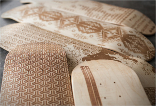 thedapperproject:  beinx: Laser Engraved Skate Decks Kudos for the skates made ​​by Magnetic Kitchen
