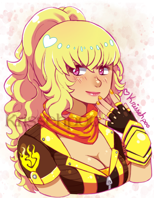 krisseharts:  Yang Xiao Long | More RWBY Art | On Twitter My dream is to one day draw all my faves in ponytails.   ♥  ♥  ♥      tasharts told me that it LOOKS YANGIN’ 