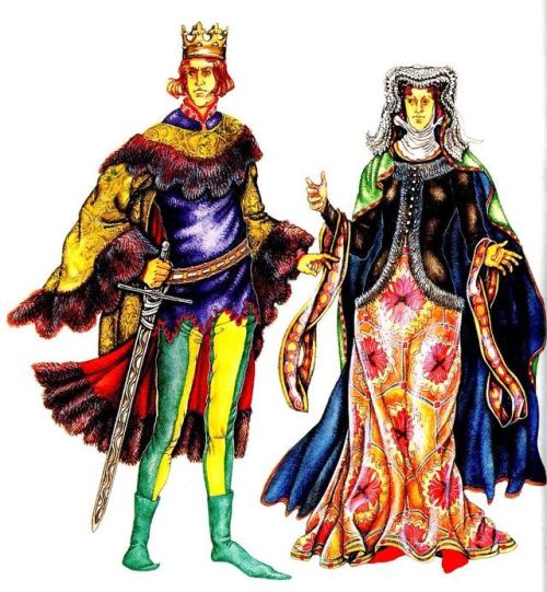 15th-century Burgundian fashions from History in Costume: From Pharoah to Dandy by Anna Blaze, art b