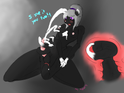 asksweetdhalia:  Commission- Taken by surprise (Commission for Ferrets’n’stuff - of Cutest little ferret ever!)(Tried something different with cum in this one, kind of like it and honestly it’s easier than my other way XD)Tate is a peculiar ferret