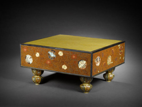japaneseaesthetics:  A cloisonné enamel model of a traditional go-ban (games board) By Honda Kozaburo of Nagoya, Meiji Period, Japan.  Bonhams