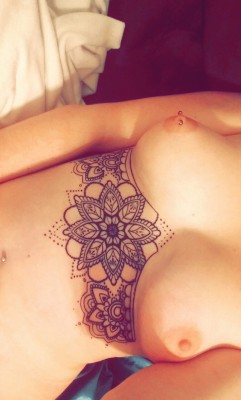 piercednipples:  buymyluv submitted:New tat means new reasons to show off my nipple piercing :)