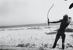 Jane Fonda, bow and arrow, Malibu, by Dennis