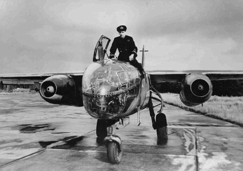 Eric “Winkle” Brown sat atop an Arado Ar 234; the world’s first operation jet-powe