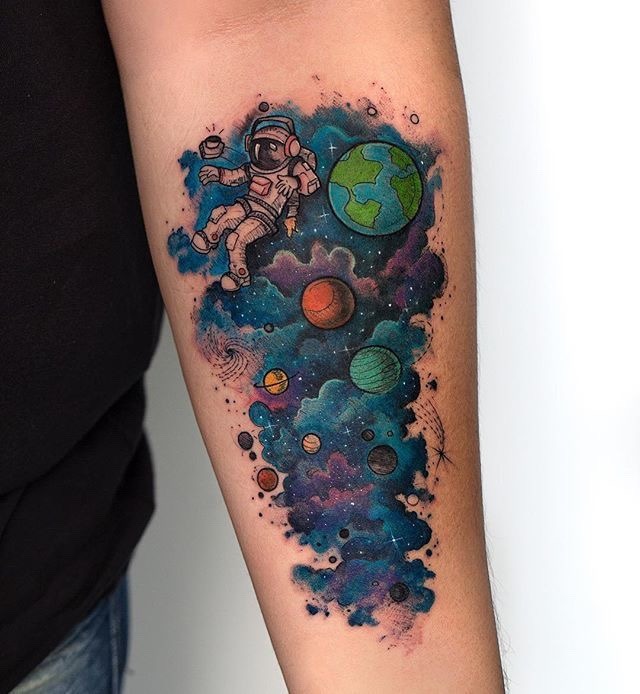 Brilliant SpaceInspired Watercolor Tattoos By Adrian Bascur  TattooBloq   Cosmos tattoo Galaxy tattoo Tattoos