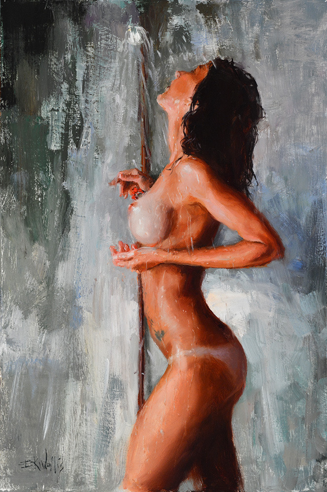 artbeautypaintings:  Hot shower - Eric Wallis