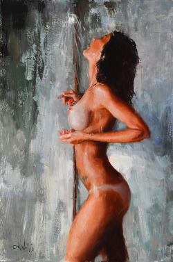 artbeautypaintings:Hot shower - Eric Wallis