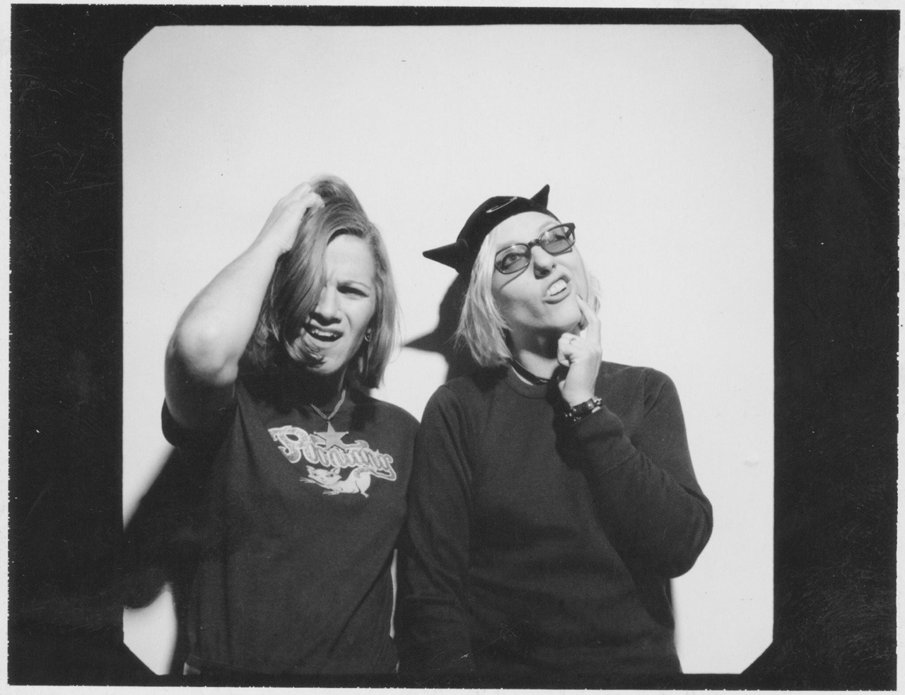 “Dee and Suzi Questioning Their Sanity.
(Discarded Polaroid from a photo shoot in 199?)”
– L7, Facebook, 4/11/17