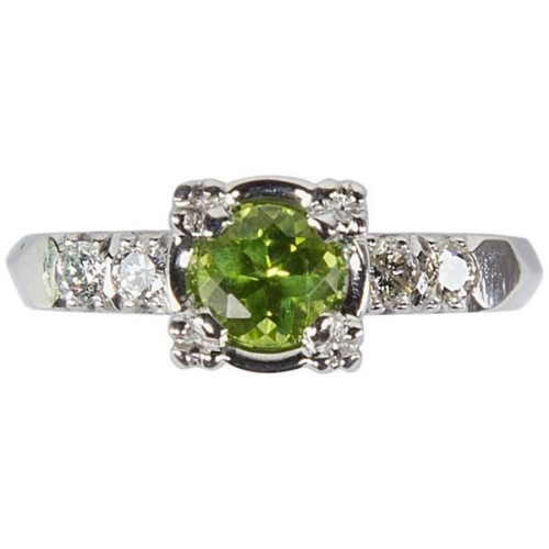 Preowned Green Tourmaline And Diamond Platinum Engagement Ring ❤ liked on Polyvore (see more platinu