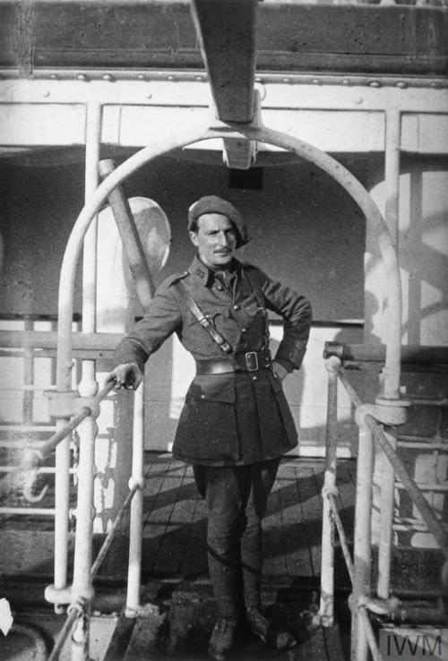 Corporal Denis de Trobriand, an interpreter from Chasseurs Alpins, French Army aboard SS Teesta on t