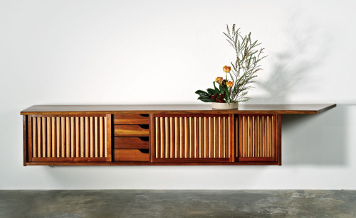 1963 Hanging Wall Case with Free Edge | Design: George Nakashima from the Edmund J. Bennett Collecti