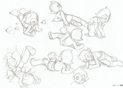 burakku-jakku:Astro boy sketches by Yoh Yoshinari, from Yoh Yoshinari’s Tezuka character art book. 