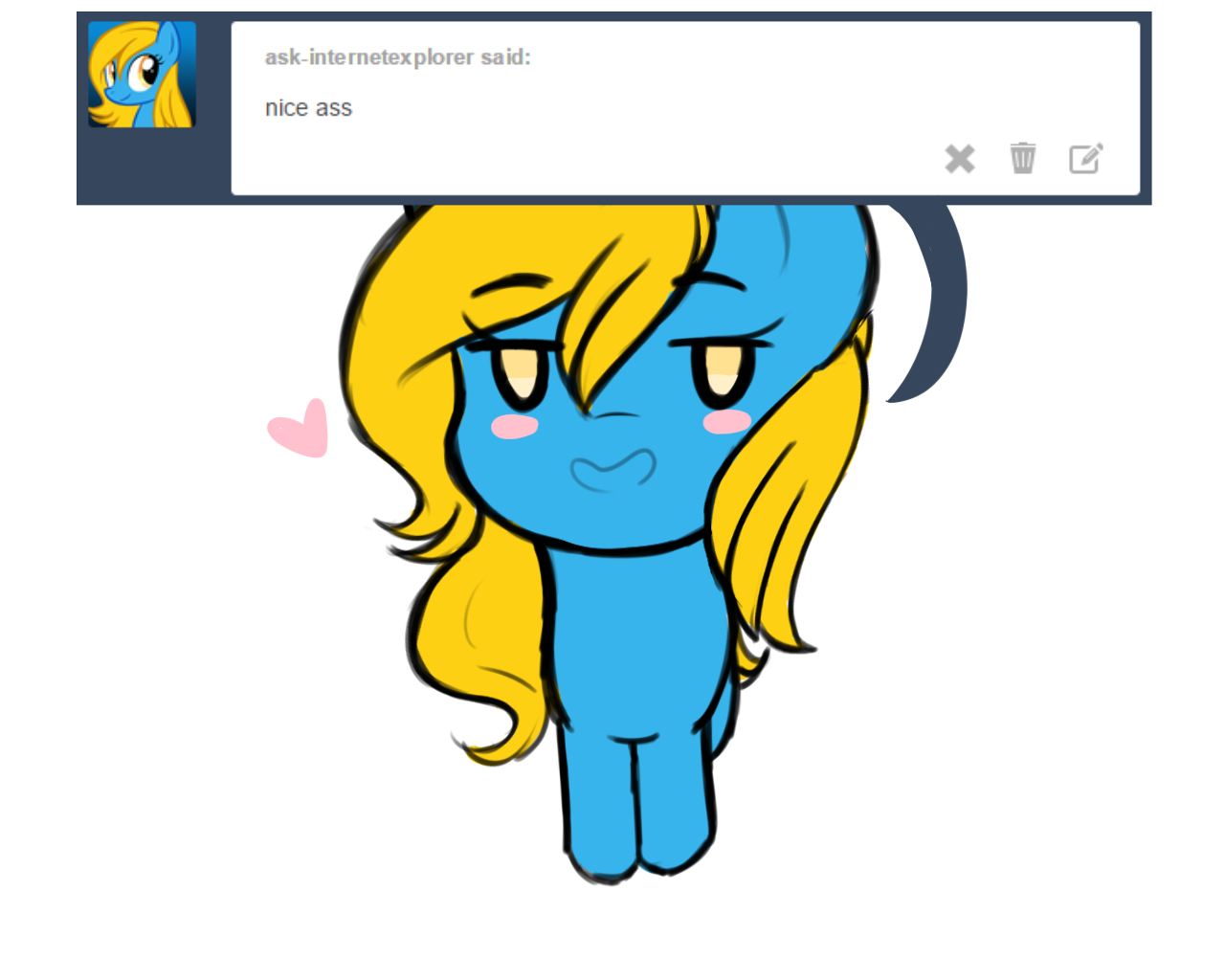 ask-internetexplorer:cosmicapotatoes:blue pony plz i just want to talk to doge((she