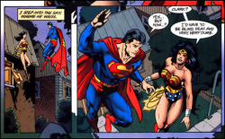 hellyeahsupermanandwonderwoman:  #Superman #WonderWoman #Truth #Trust #Love“Clark?”“Yes. But…how?”“I’d have to be blind,deaf and very, very dumb.”Diana seeing past his glasses. Seeing him from the start. Valuing Clark Kent, Kal-El and