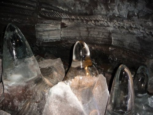 Stalagmitecicles. The Crystal Ice Cave in Lava Beds National Monument is, interestingly, able to mai