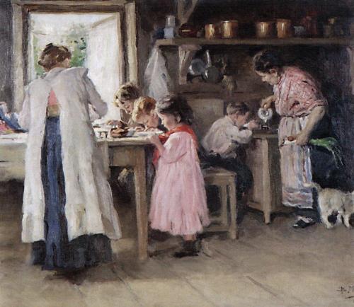 At the kitchen, 1913, Vladimir Makovsky