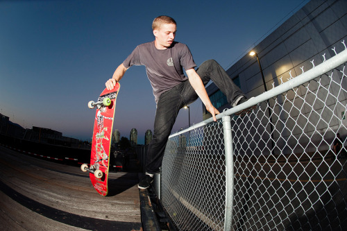 Cam Schuster, getting the fence ready to skate over. photo Brian Caissie.