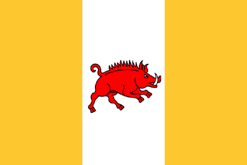 Flag for a colony on 1437 DiomedesDiomedes is described as wearing golden armor with a boar crest (b