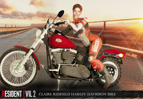 mimoto-sims: Resident Evil 2 Remake Claire Redfield Harley Davidson BikeExtracted from original game