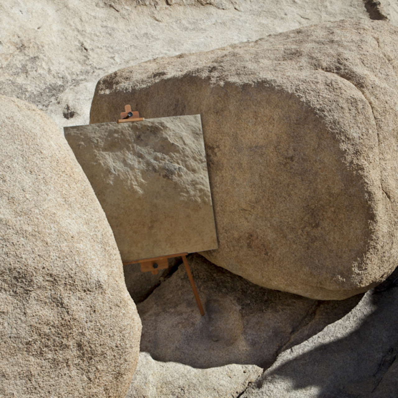 Photographs of Mirrors on Easels that Look Like Paintings in the Desert by Daniel