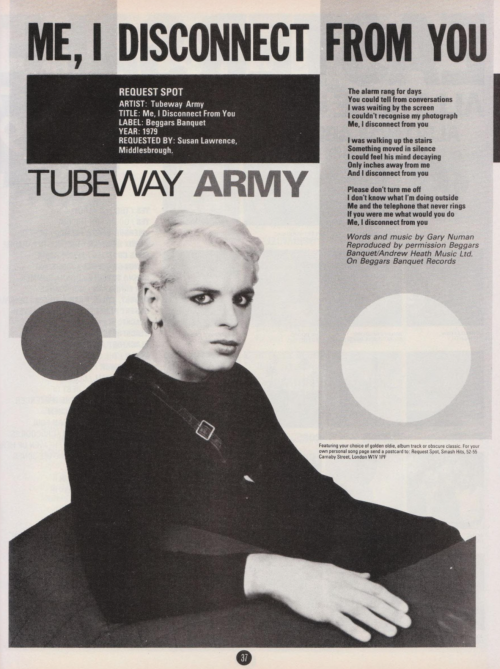 beetle-juicy-juice:Tubeway Army - Me, I Disconnect From You lyric sheet
