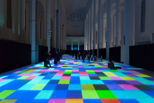 archiemcphee:  For a public installation entitled Magic Carpets 2014, French artist Miguel Chevalier transformed the floor of the Sacré Coeur cathedral in Casablanca, Morocco into an interactive psychedelic light show choreographed to music by Michel