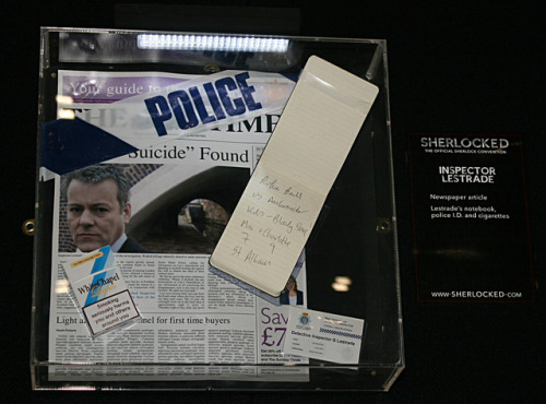 nixxie-pic:Pics from Sherlocked 2016 Pt 15 - Props about Lestrade -from the Costumes area at Sherloc