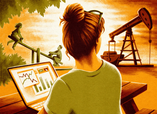 Quick illustration for a NYT Business article about investors choosing to avoid fossil fuels, many t