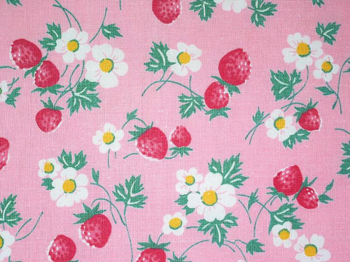 girl-o-matic:  Vintage 1940’s strawberry blossom fabric.