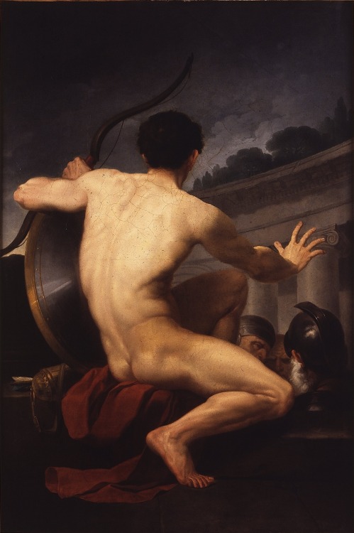 Augustin Van den Berghe (Belgium, 1756-1836), formerly attributed to Joseph-Benoit Suvee (Flemish, 1743-1807), The naked warrior or the Archer, 1780-90, Groeningemuseum, Burghes, Belgium