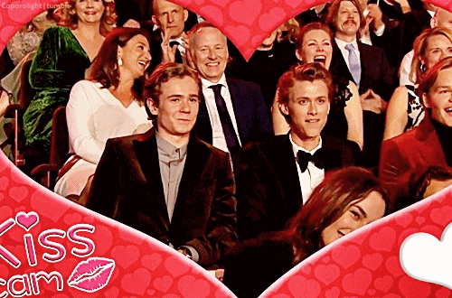 coporolight:Tarjei Sandvik Moe and Henrik Holm on the Kiss Cam at the Gullruten Awards